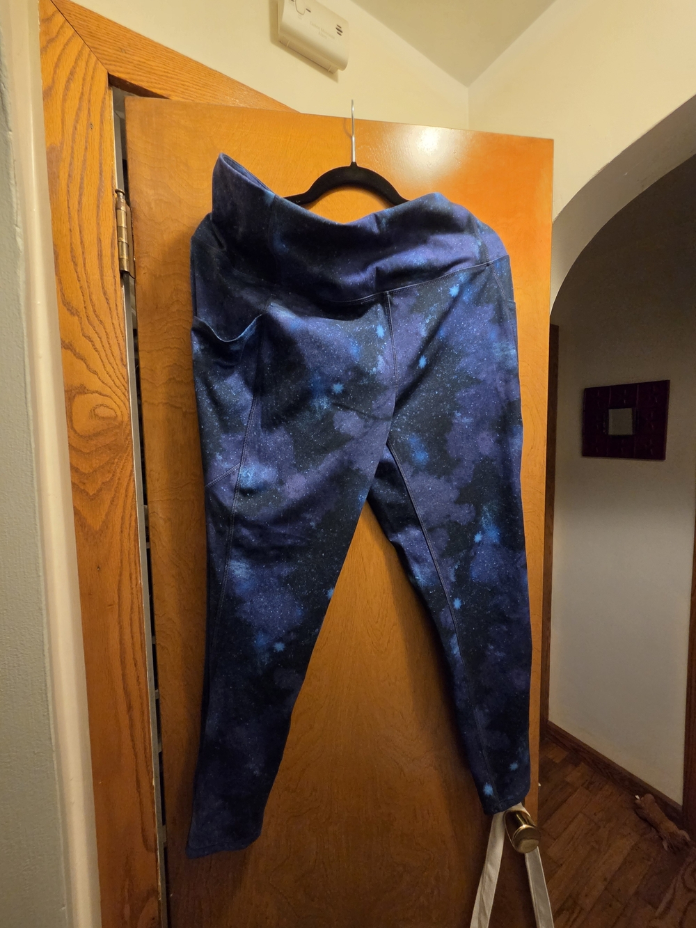 MTA Sport Navy Galaxy Print Leggings with Aqua Accents